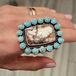 Boho Turquoise And  Sterling Silver Ring